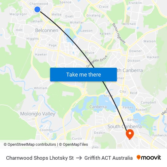 Charnwood Shops Lhotsky St to Griffith ACT Australia map