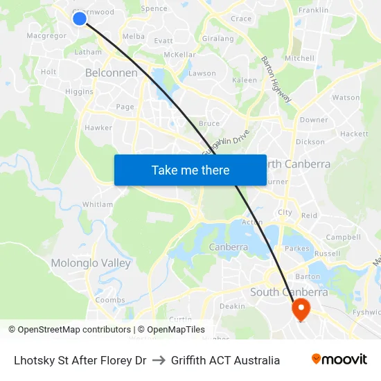 Lhotsky St After Florey Dr to Griffith ACT Australia map