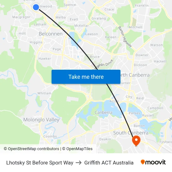 Lhotsky St Before Sport Way to Griffith ACT Australia map