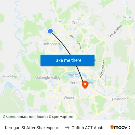 Kerrigan St After Shakespeare Cr to Griffith ACT Australia map