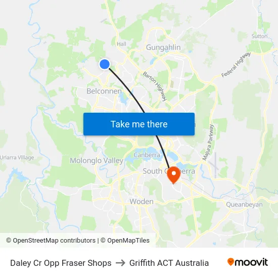 Daley Cr Opp Fraser Shops to Griffith ACT Australia map