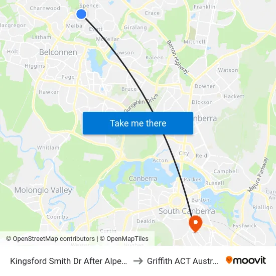 Kingsford Smith Dr After Alpen St to Griffith ACT Australia map