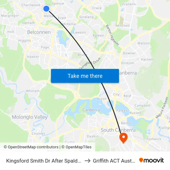 Kingsford Smith Dr After Spalding St to Griffith ACT Australia map