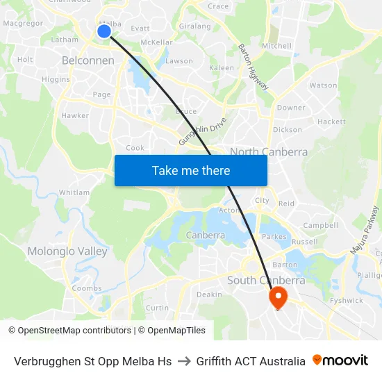 Verbrugghen St Opp Melba Hs to Griffith ACT Australia map