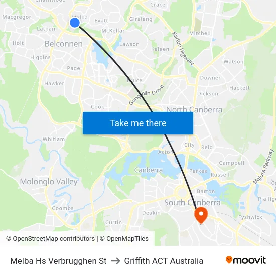 Melba Hs Verbrugghen St to Griffith ACT Australia map