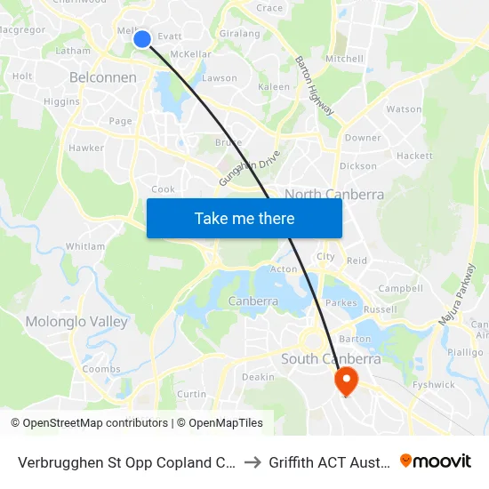 Verbrugghen St Opp Copland College to Griffith ACT Australia map