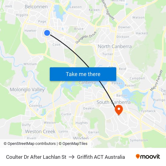 Coulter Dr After Lachlan St to Griffith ACT Australia map