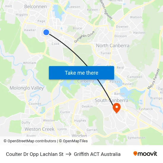 Coulter Dr Opp Lachlan St to Griffith ACT Australia map