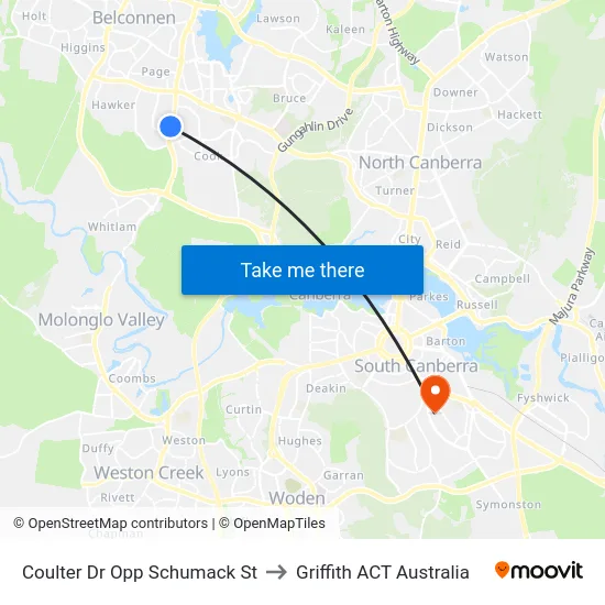 Coulter Dr Opp Schumack St to Griffith ACT Australia map