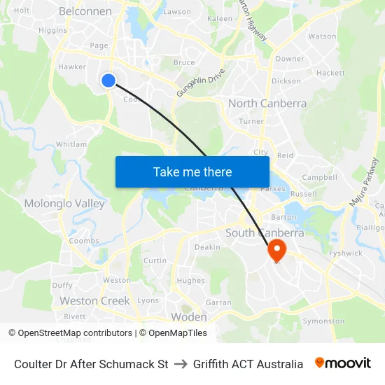 Coulter Dr After Schumack St to Griffith ACT Australia map