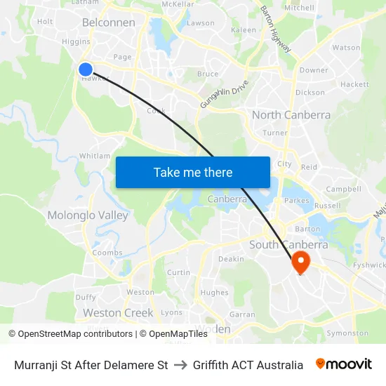 Murranji St After Delamere St to Griffith ACT Australia map