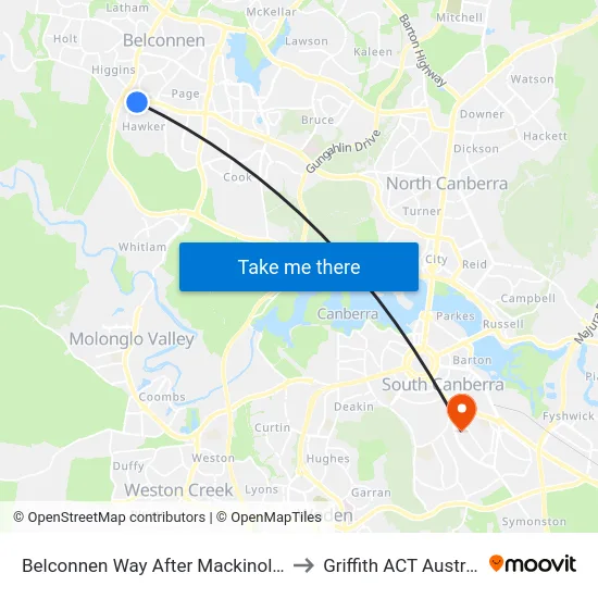 Belconnen Way After Mackinolty St to Griffith ACT Australia map