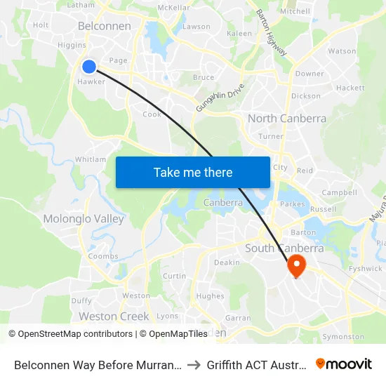 Belconnen Way Before Murranji St to Griffith ACT Australia map