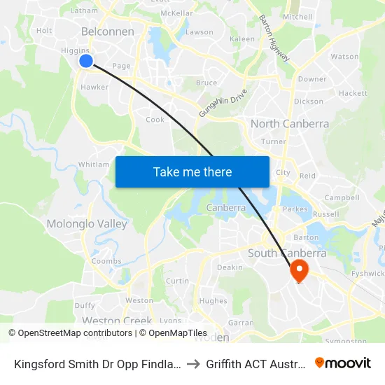 Kingsford Smith Dr Opp Findlay St to Griffith ACT Australia map