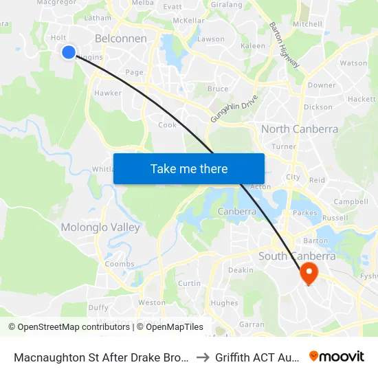 Macnaughton St After Drake Brockman Dr to Griffith ACT Australia map