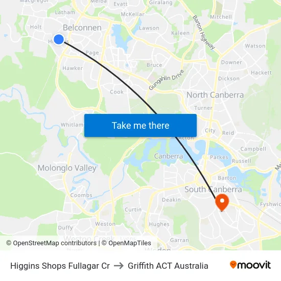 Higgins Shops Fullagar Cr to Griffith ACT Australia map
