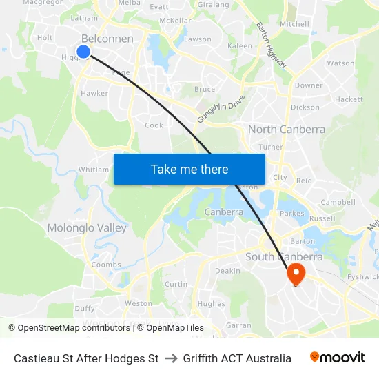 Castieau St After Hodges St to Griffith ACT Australia map