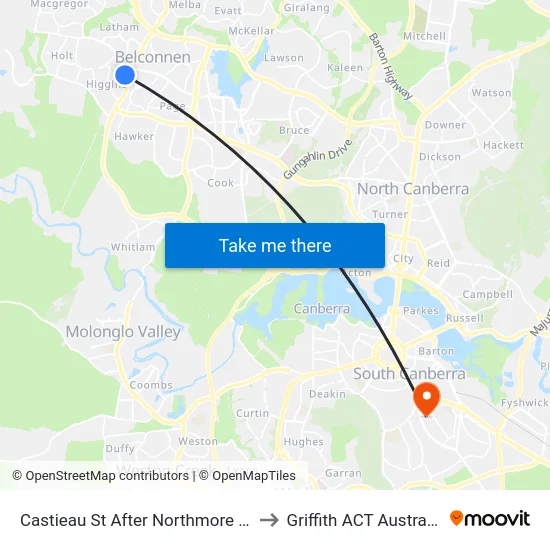 Castieau St After Northmore Cr to Griffith ACT Australia map