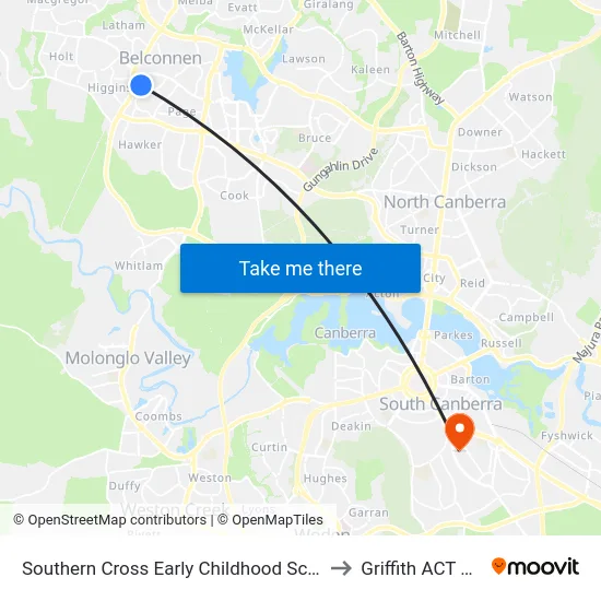 Southern Cross Early Childhood School Wirraway Cr to Griffith ACT Australia map