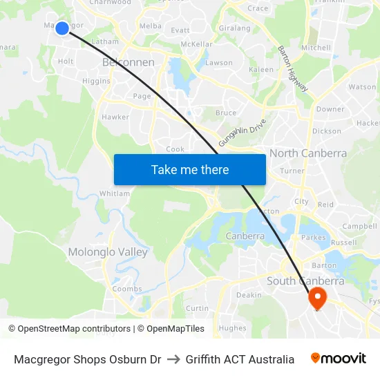 Macgregor Shops Osburn Dr to Griffith ACT Australia map