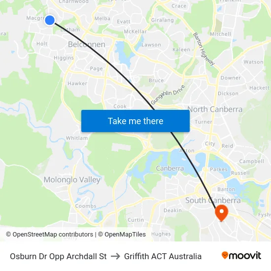 Osburn Dr Opp Archdall St to Griffith ACT Australia map