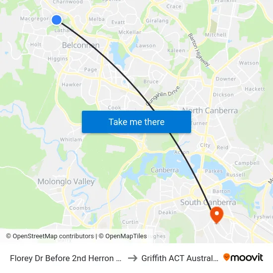 Florey Dr Before 2nd Herron Cr to Griffith ACT Australia map