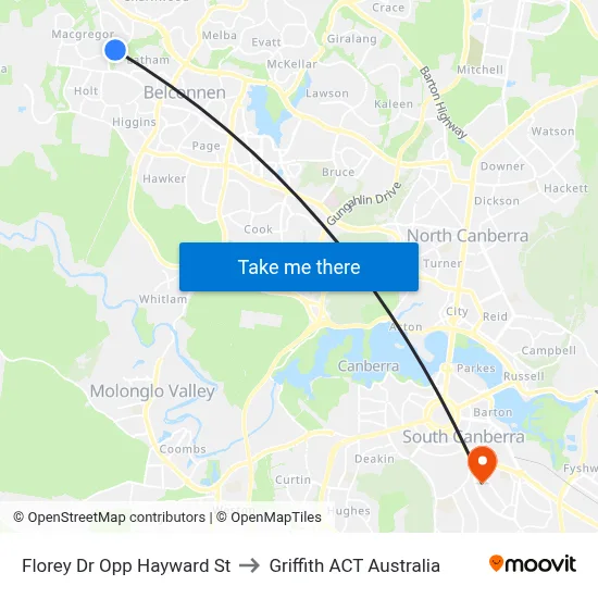 Florey Dr Opp Hayward St to Griffith ACT Australia map