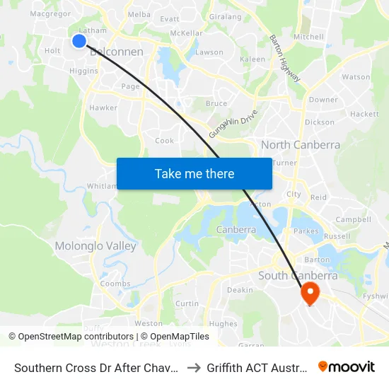 Southern Cross Dr After Chave St to Griffith ACT Australia map