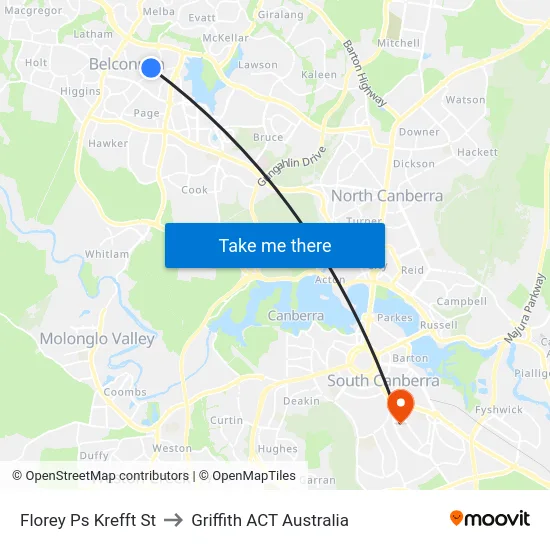 Florey Ps Krefft St to Griffith ACT Australia map