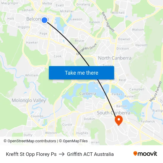 Krefft St Opp Florey Ps to Griffith ACT Australia map