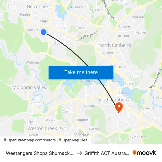 Weetangera Shops Shumack St to Griffith ACT Australia map
