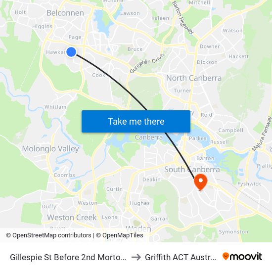 Gillespie St Before 2nd Morton St to Griffith ACT Australia map