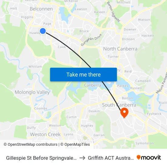 Gillespie St Before Springvale Dr to Griffith ACT Australia map