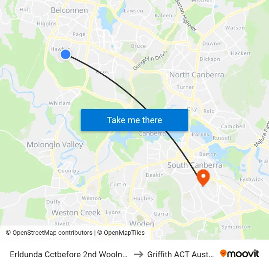 Erldunda Cctbefore 2nd Woolner Cct to Griffith ACT Australia map