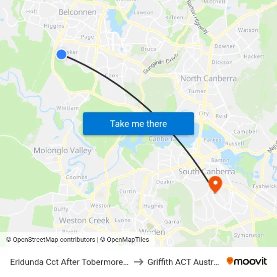 Erldunda Cct After Tobermorey Pl to Griffith ACT Australia map
