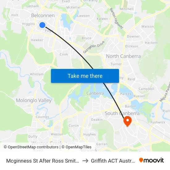 Mcginness St After Ross Smith Cr to Griffith ACT Australia map