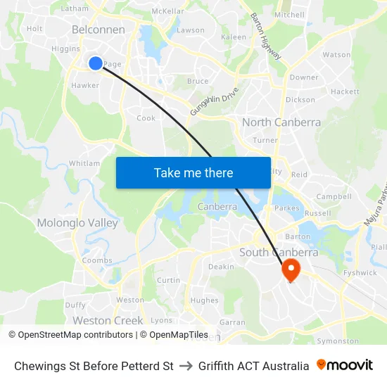 Chewings St Before Petterd St to Griffith ACT Australia map