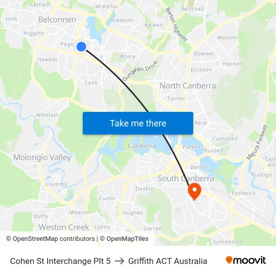 Cohen St Interchange Plt 5 to Griffith ACT Australia map