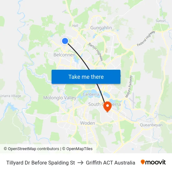 Tillyard Dr Before Spalding St to Griffith ACT Australia map