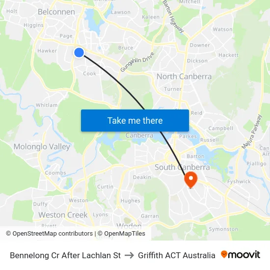 Bennelong Cr After Lachlan St to Griffith ACT Australia map