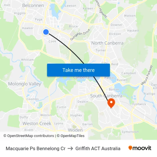 Macquarie Ps Bennelong Cr to Griffith ACT Australia map