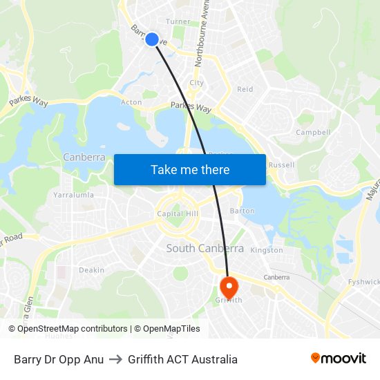 Barry Dr Opp Anu to Griffith ACT Australia map