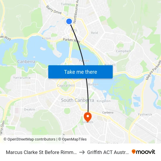 Marcus Clarke St Before Rimmer St to Griffith ACT Australia map