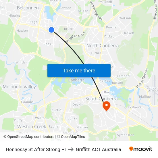Hennessy St After Strong Pl to Griffith ACT Australia map
