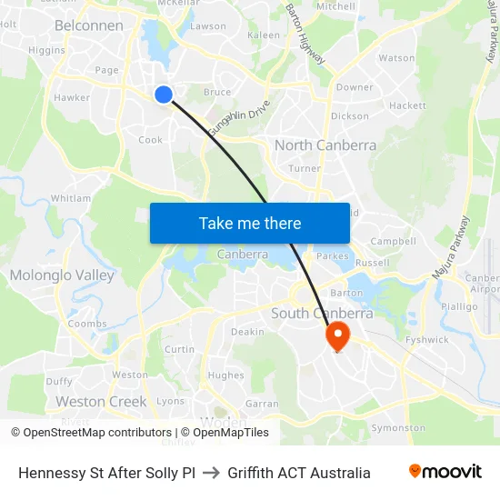 Hennessy St After Solly Pl to Griffith ACT Australia map