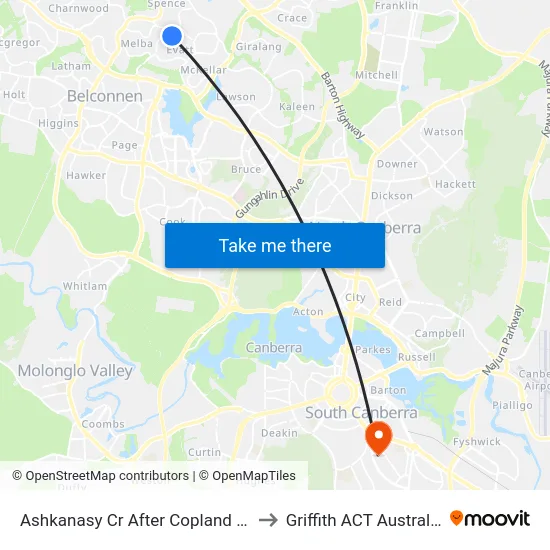 Ashkanasy Cr After Copland Dr to Griffith ACT Australia map