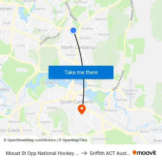 Mouat St Opp National Hockey Centre to Griffith ACT Australia map