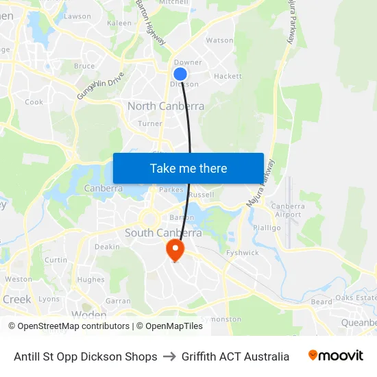 Antill St Opp Dickson Shops to Griffith ACT Australia map