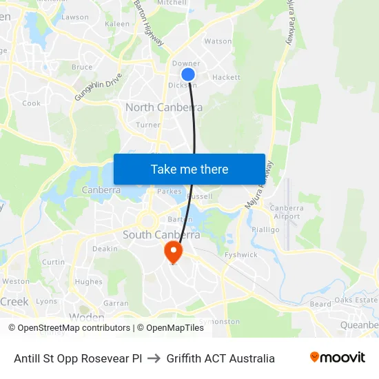 Antill St Opp Rosevear Pl to Griffith ACT Australia map