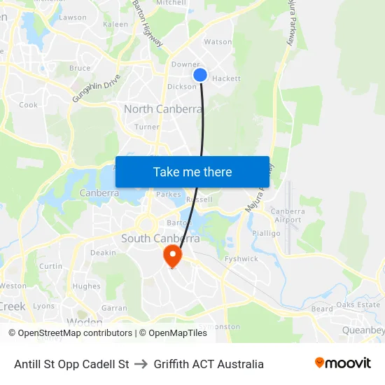Antill St Opp Cadell St to Griffith ACT Australia map